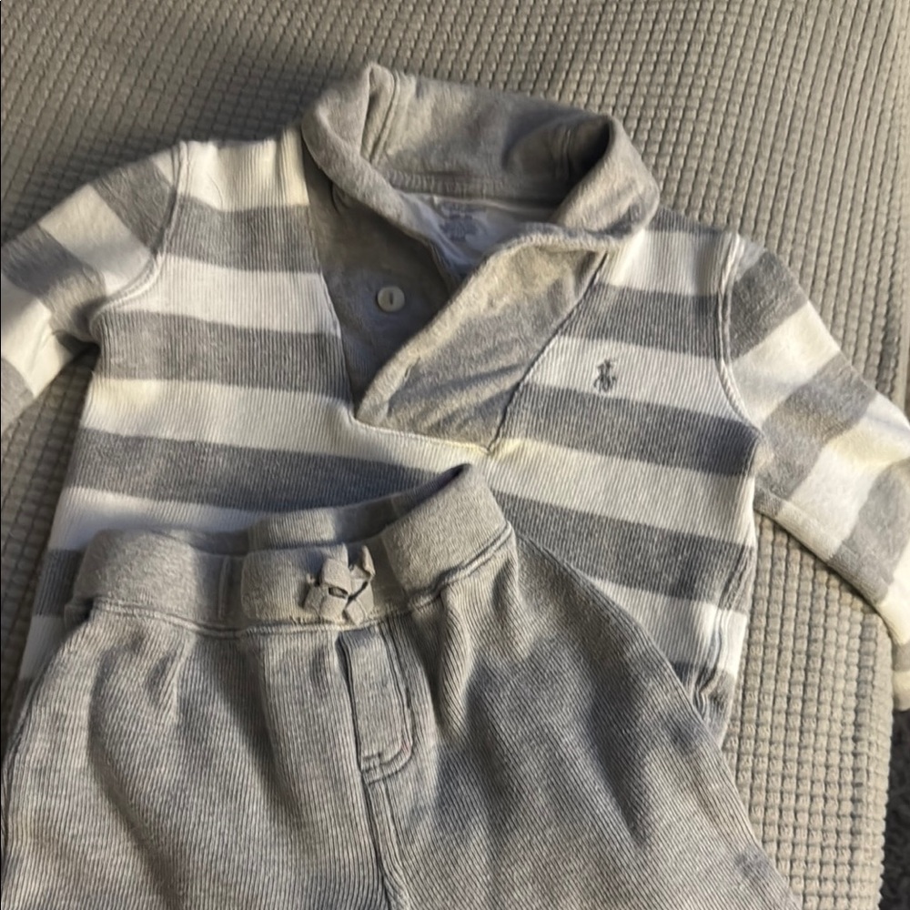 Gray Striped Kids Shirt by Ralph Lauren